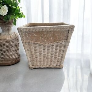 Large Natural Woven Basket Planter Rattan Plant Pot Beige Wicker Indoor Planter